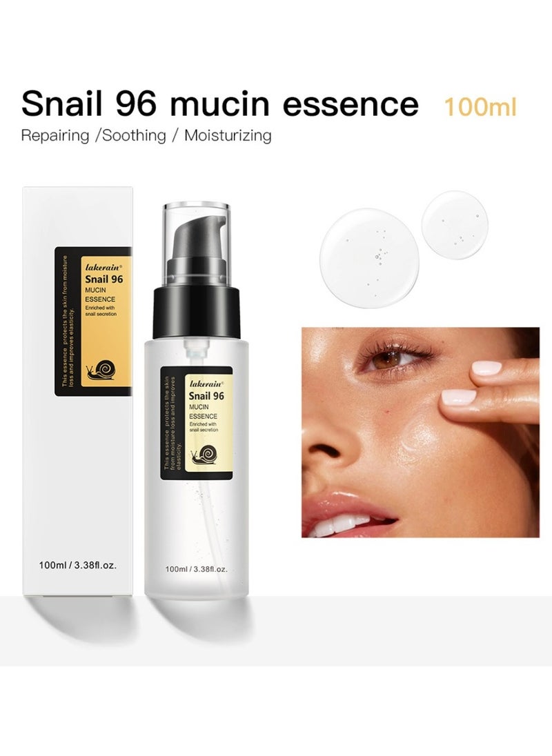 lakerain - 100 مل متطور الحلزون 96 Mucin Power Essence مضاد للشيخوخة الحلزون Mucin Essence مرطب ترطيب مكثف للخطوط الدقيقة، مرونة الجلد، الحبر، الخطوط الدقيقة، علاج البقع، كريم إصلاح الوجه - Image 1