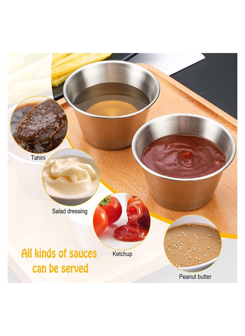 Gonice - Salad Dressing Container To Go, Reusable Small Containers With Lids , Stainless Steel Condiment Containers With Silicone Lids, Small Sauce Containers For Lunch Box, Easy Open, Leakproof(3 Pack,70ml) - Image 1