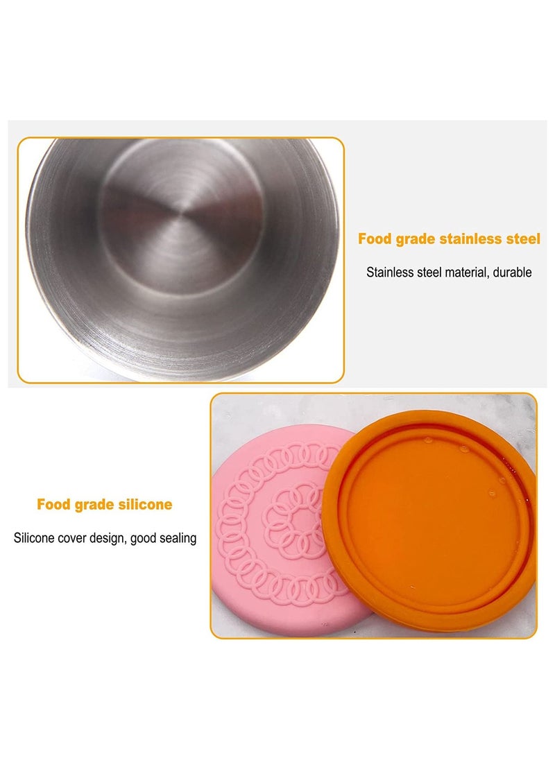 Gonice - Salad Dressing Container To Go, Reusable Small Containers With Lids , Stainless Steel Condiment Containers With Silicone Lids, Small Sauce Containers For Lunch Box, Easy Open, Leakproof(3 Pack,70ml) - Image 1