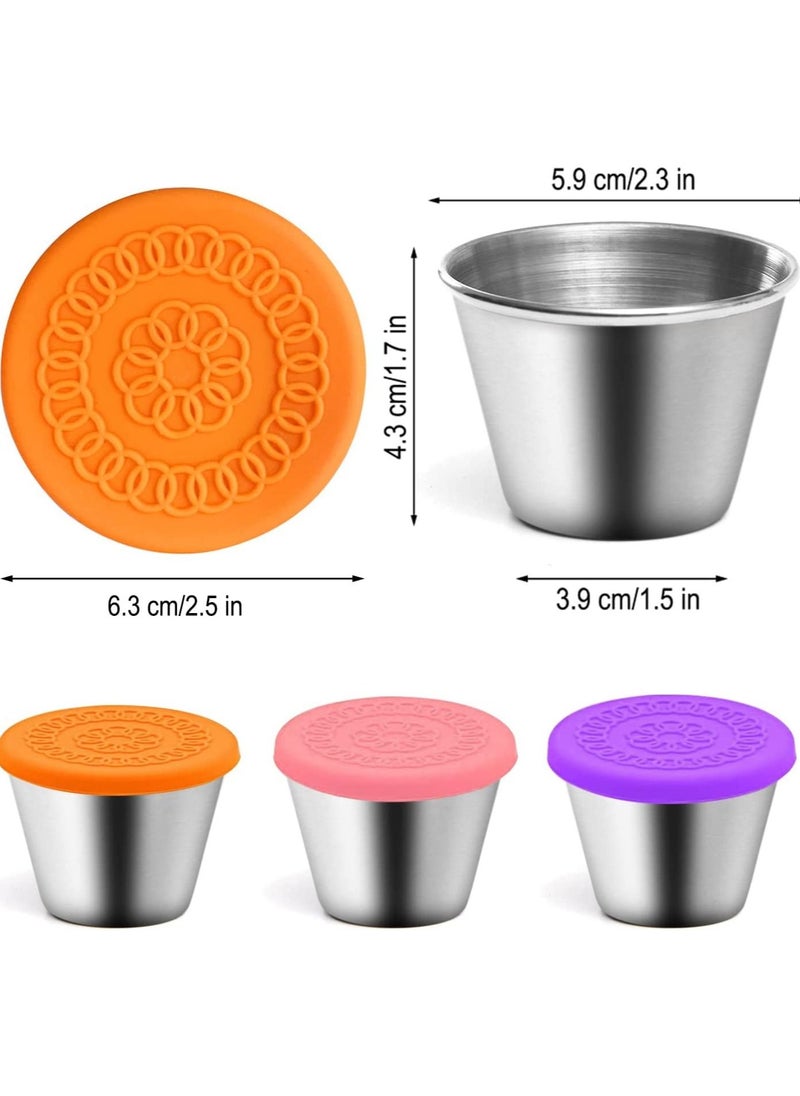 Gonice - Salad Dressing Container To Go, Reusable Small Containers With Lids , Stainless Steel Condiment Containers With Silicone Lids, Small Sauce Containers For Lunch Box, Easy Open, Leakproof(3 Pack,70ml) - Image 1