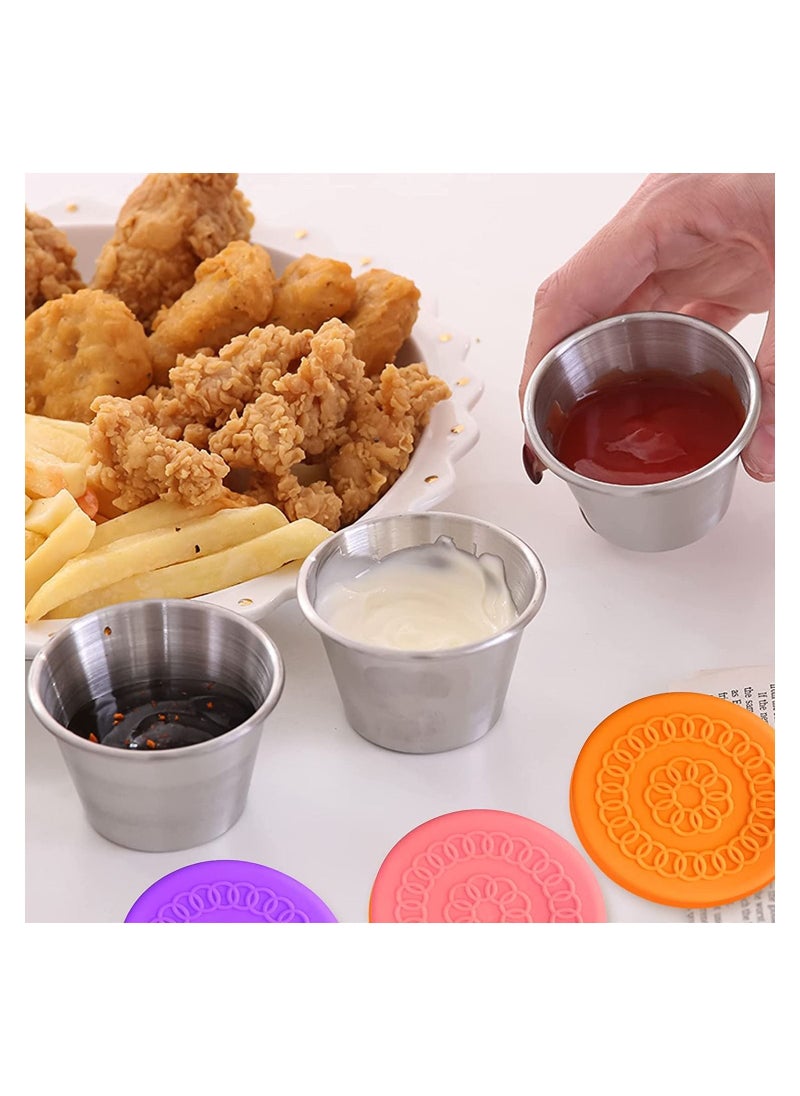 Gonice - Salad Dressing Container To Go, Reusable Small Containers With Lids , Stainless Steel Condiment Containers With Silicone Lids, Small Sauce Containers For Lunch Box, Easy Open, Leakproof(3 Pack,70ml) - Image 1
