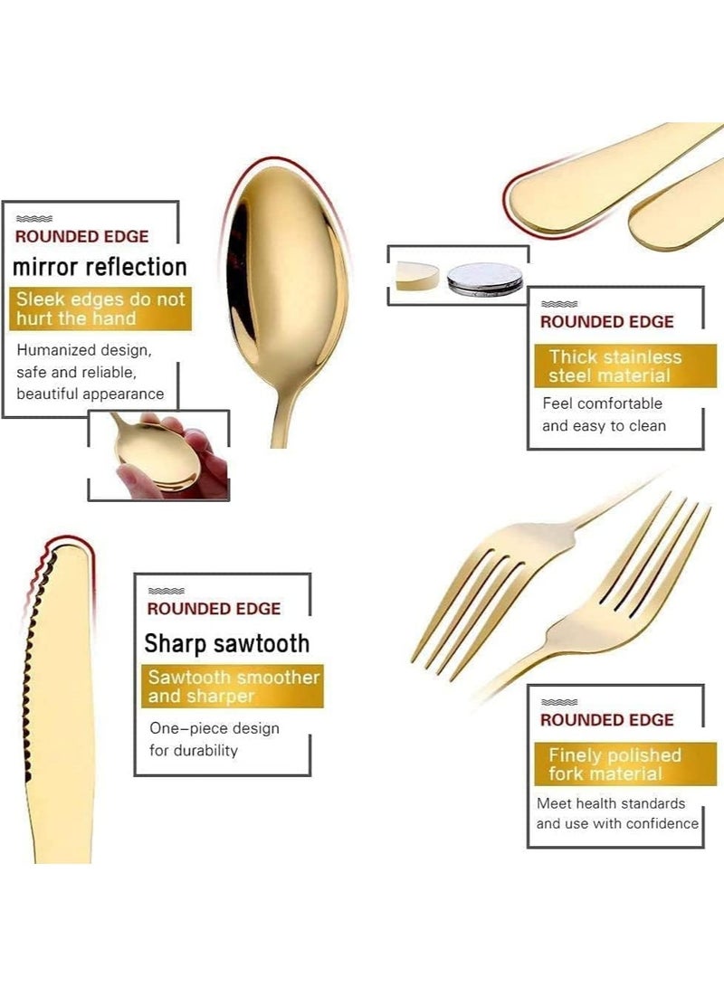 general 24 Piece Stainless Steel Flatware Set Gold with Premium Wooden Box, Mirror Polished Flatware Set, 6 Servings, Includes Knife/Fork/Spoon/Teaspoon - Image 4