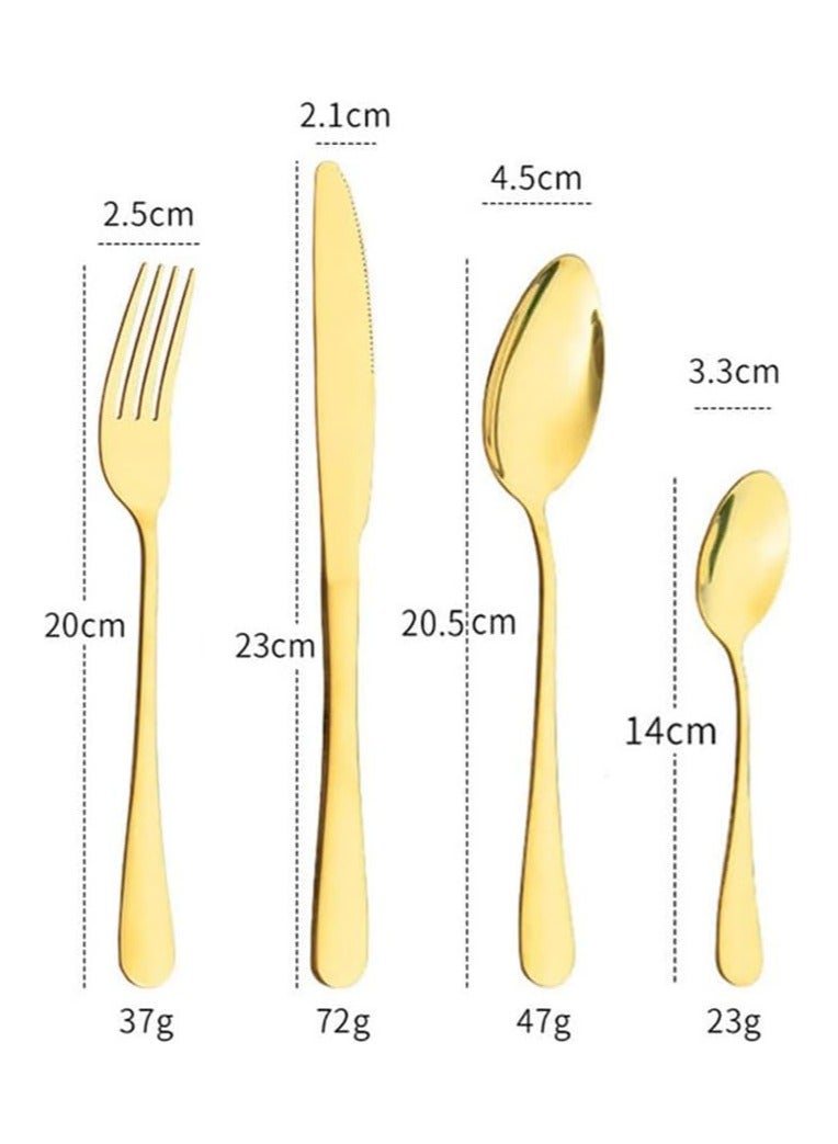 general 24 Piece Stainless Steel Flatware Set Gold with Premium Wooden Box, Mirror Polished Flatware Set, 6 Servings, Includes Knife/Fork/Spoon/Teaspoon - Image 3