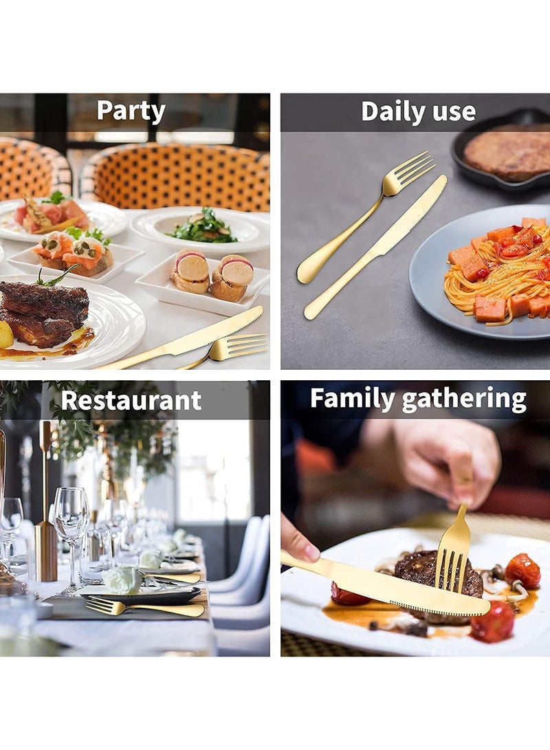 general 24 Piece Stainless Steel Flatware Set Gold with Premium Wooden Box, Mirror Polished Flatware Set, 6 Servings, Includes Knife/Fork/Spoon/Teaspoon - Image 5