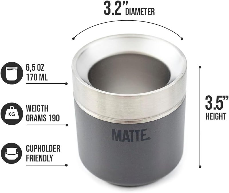 Matte 6.5 oz Yerba Mate Gourd and Bombilla Set - Includes DS Pro Box - BPA Free Yerba Mate Set Kit with Mate Straw, Elegant Design, Non-Slip Base (Grey) - Image 3