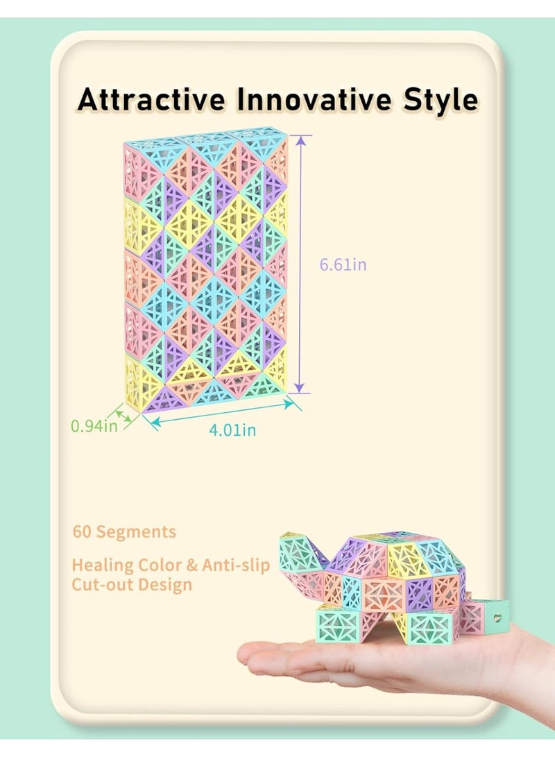 Soofam مكعب الثعبان السحري 60 كتلة مجوفة ألعاب ألغاز ماكرون للأطفال، لعبة مكعب الثعبان السحري لعبة ألغاز ذهنية هدايا لحفلات الأولاد والبنات للأطفال - Image 2