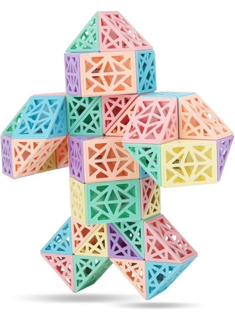 Soofam مكعب الثعبان السحري 60 كتلة مجوفة ألعاب ألغاز ماكرون للأطفال، لعبة مكعب الثعبان السحري لعبة ألغاز ذهنية هدايا لحفلات الأولاد والبنات للأطفال - Image 1
