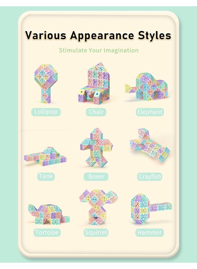 Soofam مكعب الثعبان السحري 60 كتلة مجوفة ألعاب ألغاز ماكرون للأطفال، لعبة مكعب الثعبان السحري لعبة ألغاز ذهنية هدايا لحفلات الأولاد والبنات للأطفال - Image 3