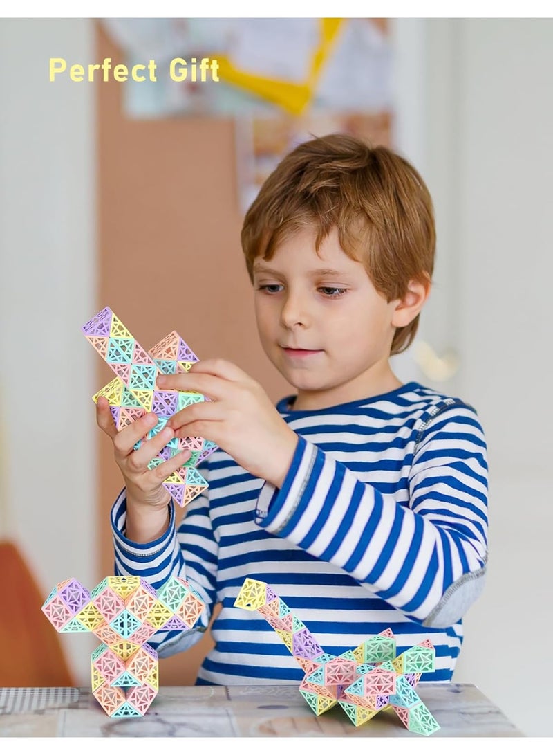Soofam مكعب الثعبان السحري 60 كتلة مجوفة ألعاب ألغاز ماكرون للأطفال، لعبة مكعب الثعبان السحري لعبة ألغاز ذهنية هدايا لحفلات الأولاد والبنات للأطفال - Image 5