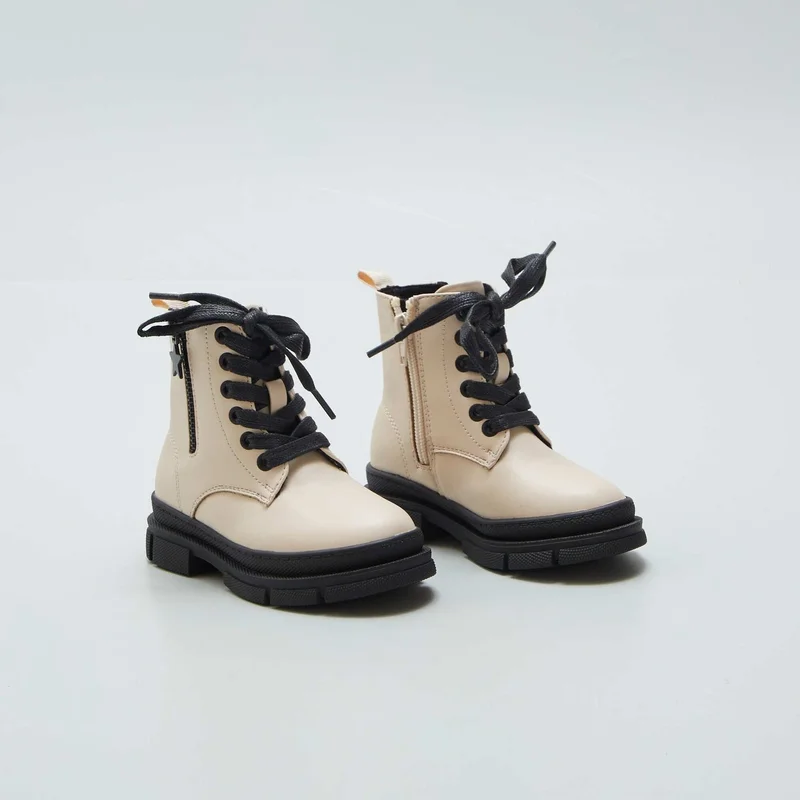 Kiabi Ankle Boots With Laces And Fastening Beige