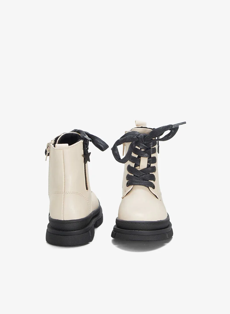 Kiabi Ankle Boots With Laces And Fastening Beige