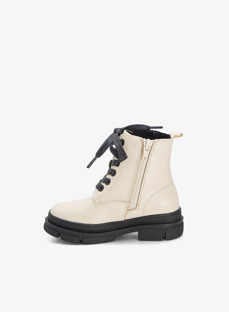 Kiabi Ankle Boots With Laces And Fastening Beige