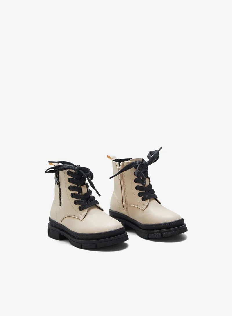 Kiabi Ankle Boots With Laces And Fastening Beige