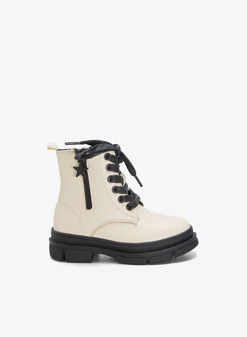 Kiabi Ankle Boots With Laces And Fastening Beige