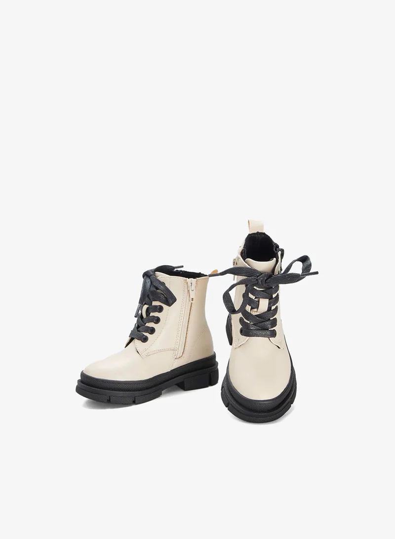 Kiabi Ankle Boots With Laces And Fastening Beige