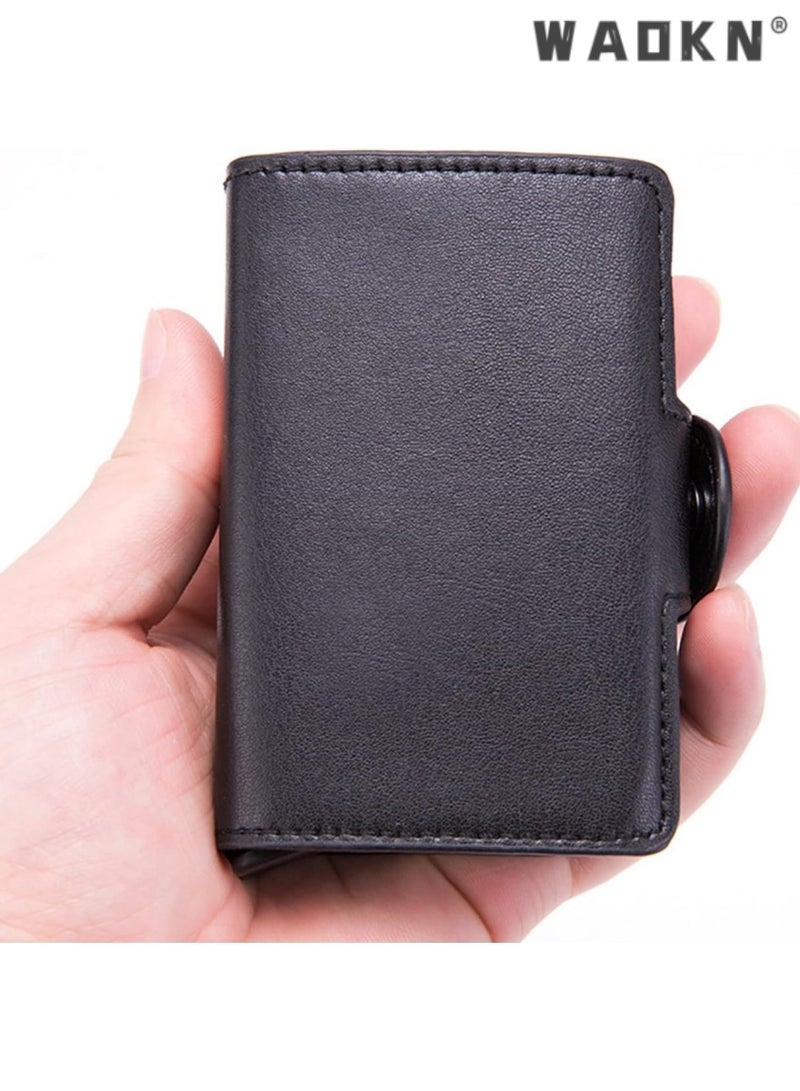 WAOKN Trendy Men's RFID Anti-theft Card Clip Women's Genuine Leather Large Capacity Wallet Double-layer Portable Business Card Holder Handbag - Image 3