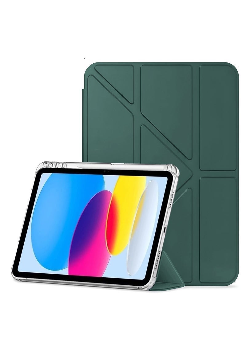 ELTRAZONE Apple iPad 2025 (11th Generation) A16 – 10.9" Smart Folio Case Cover, Symmetry 360 Series with Auto Wake/Sleep, Leather Texture Front, Transparent Shockproof Back, Built-in Apple Pencil Holder, Magnetic Closure, Lightweight Stand Function – Dark Green - Image 2