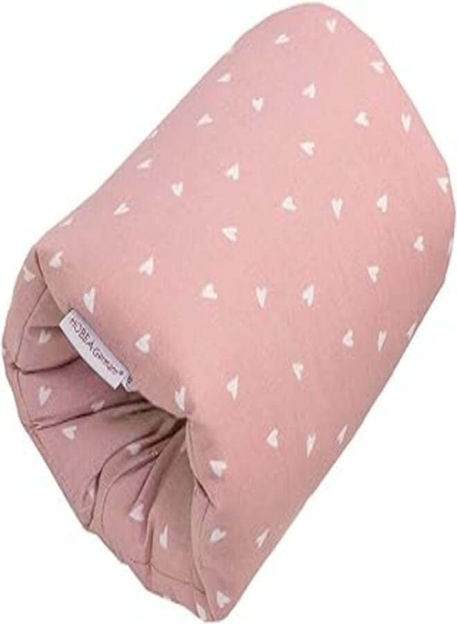 HOBEA-Germany Mini Breastfeeding Pillow, Arm Nursing Pillow, Small Nursing Pillow for Travel, Nursing Pillow in Various Designs (Hearts Dusky Pink) 