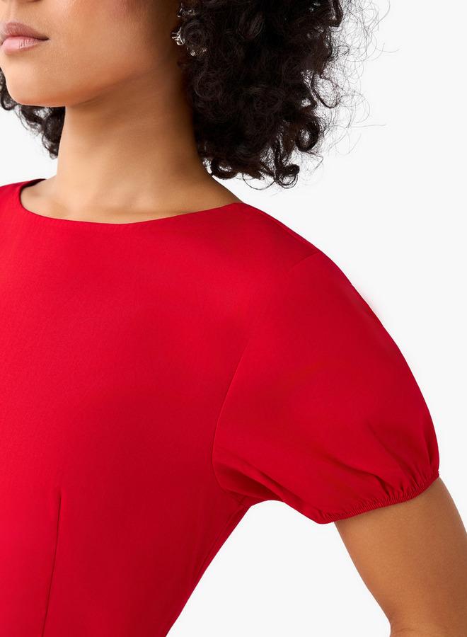 2Xtremz A-Line Midi Cotton Dress with Puff Sleeves - Image 5