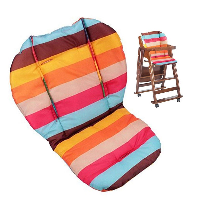 Moro Two world Baby High Chair Seat Cushion Liner Mat Pad Cover Rainbow Striped Water Resistant