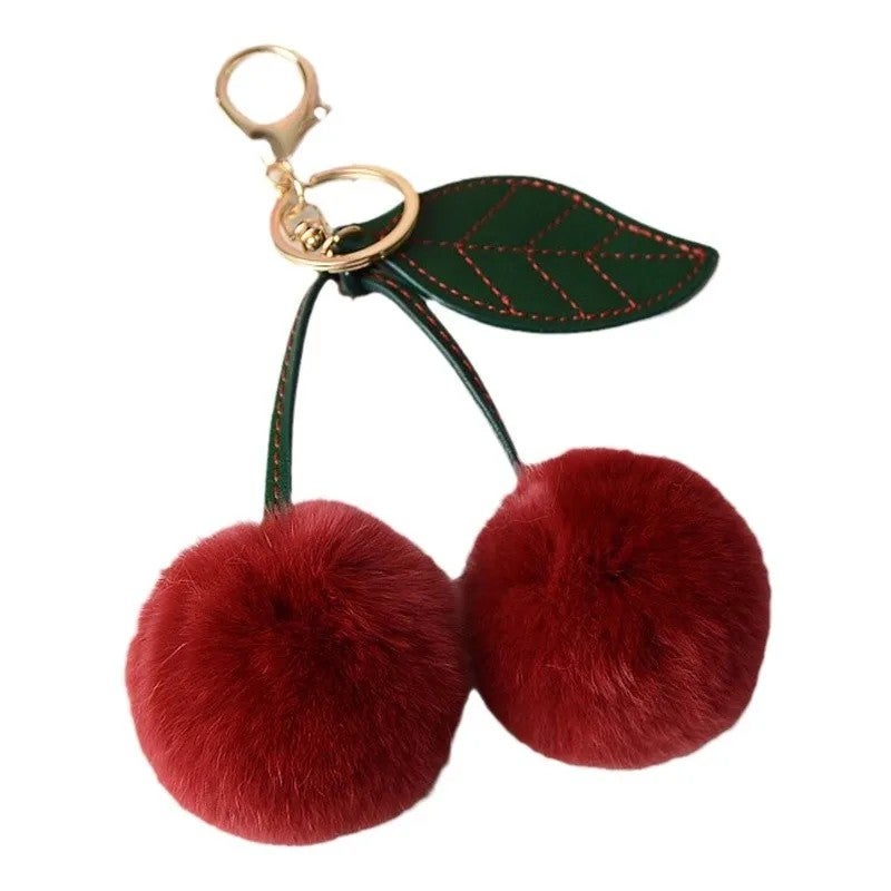 Y&D Plush Fruit Cherry Keychain – Stuffed Animal Toy, Soft & Cuddly, Lovely Fashion Accessory, Generous Warm Gift for Kids and Teens - Image 1