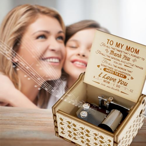 Ucuber You are My Sunshine Music Box, Gift for Mom from Daughter, Wood Laser Engraved Vintage Mini Size Boxes, Unique Best Mother's Day, Birthday/Christmas, Thanksgiving Day - Image 3