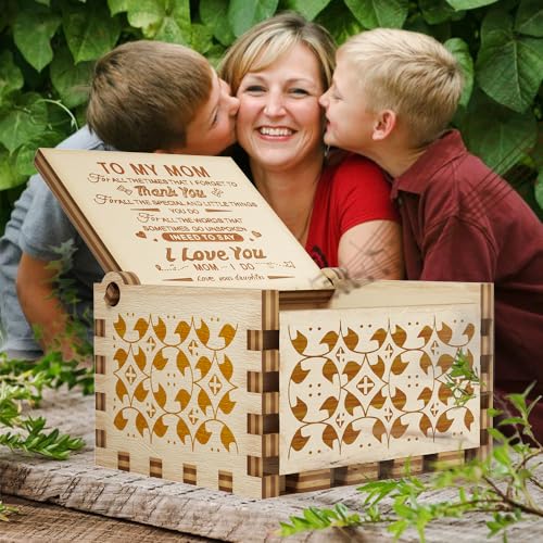 Ucuber You are My Sunshine Music Box, Gift for Mom from Daughter, Wood Laser Engraved Vintage Mini Size Boxes, Unique Best Mother's Day, Birthday/Christmas, Thanksgiving Day - Image 5
