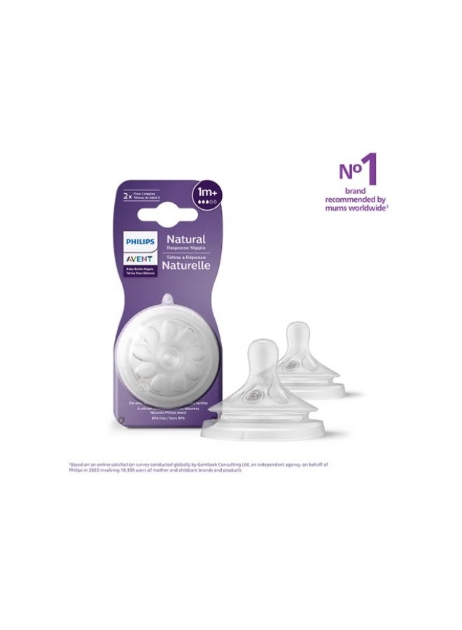 Baby Feeding Bottle Teat Natural Response For Babies Aged 1 Month And Above | Flow 3 | 2 Teats | No.1 Brand Recommended By Moms Worldwide