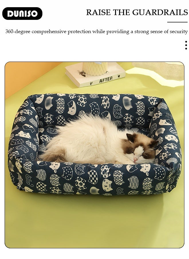 DUNISO حصيرة حيوانات أليفة مربعة شبكة سرير للكلاب والقطط قابلة للإزالة والغسل وسادة مزدوجة الجوانب متاحة كيس نوم للقطط الكبيرة والصغيرة مأوى الحيوانات الأليفة - Image 4