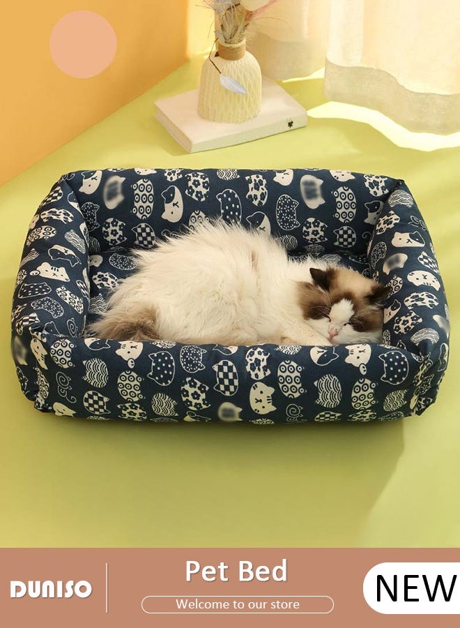 DUNISO حصيرة حيوانات أليفة مربعة شبكة سرير للكلاب والقطط قابلة للإزالة والغسل وسادة مزدوجة الجوانب متاحة كيس نوم للقطط الكبيرة والصغيرة مأوى الحيوانات الأليفة - Image 1