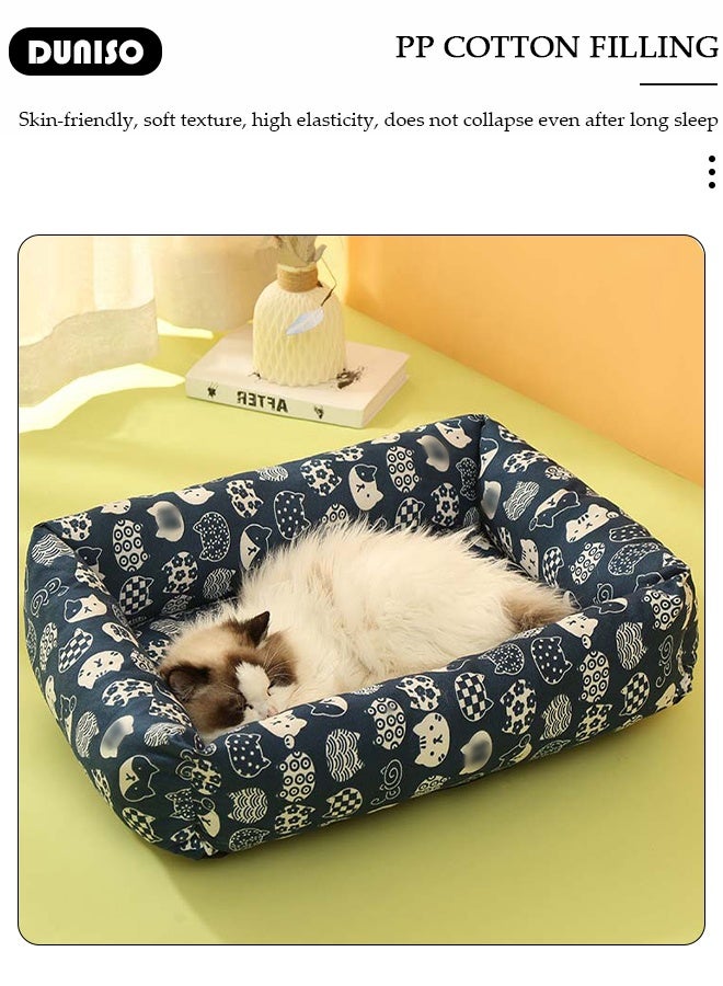 DUNISO حصيرة حيوانات أليفة مربعة شبكة سرير للكلاب والقطط قابلة للإزالة والغسل وسادة مزدوجة الجوانب متاحة كيس نوم للقطط الكبيرة والصغيرة مأوى الحيوانات الأليفة - Image 3