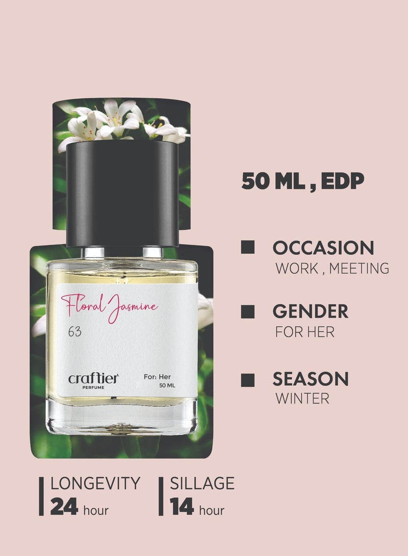 Craftier Perfume FLORAL JASMINE - Inspired of-BLOOM, Eau De Parfum for Women - 50ml, Long Lasting Floral Fragrance Upto 24 Hrs, Travel Size Women's Perfume - Image 4