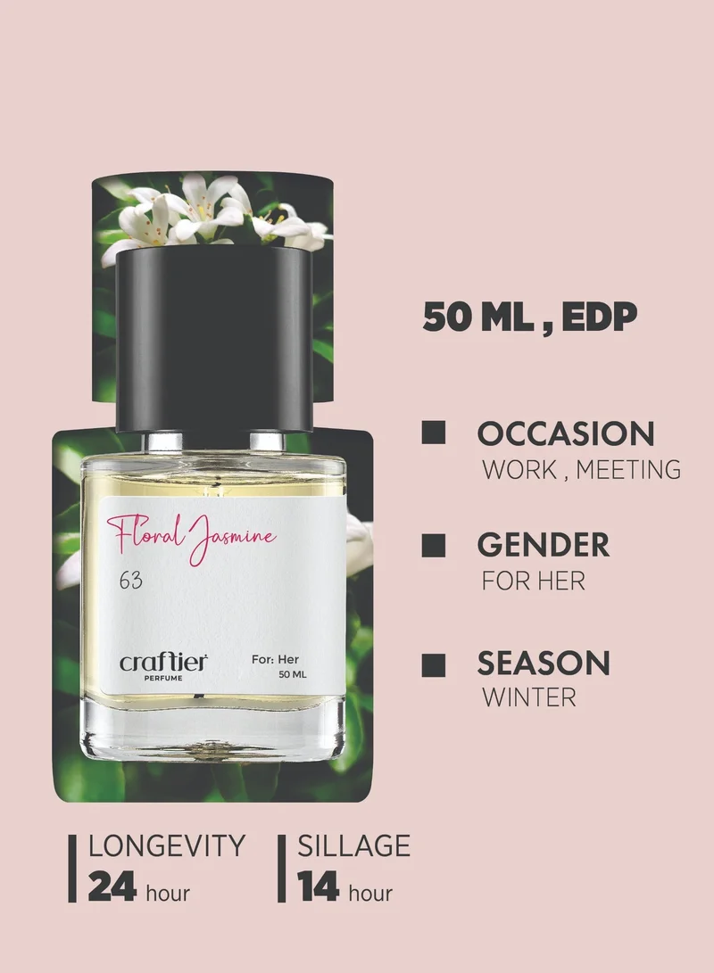 Craftier Perfume Inspired-Bloom FLORAL JASMINE - Inspired of-BLOOM, Eau De Parfum for Women - 50ml, Long Lasting Floral Fragrance Upto 24 Hrs, Travel Size Women's Perfume for Women | Best Price UAE