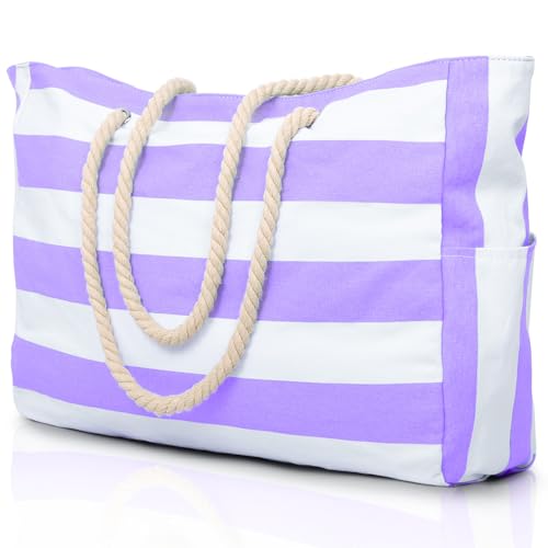 Becokan Beach Bags for Women Large Waterproof Beach Tote Bag Zipper Beach Bags Waterproof Sandproof Swim Pool Bag Large Tote - Image 1