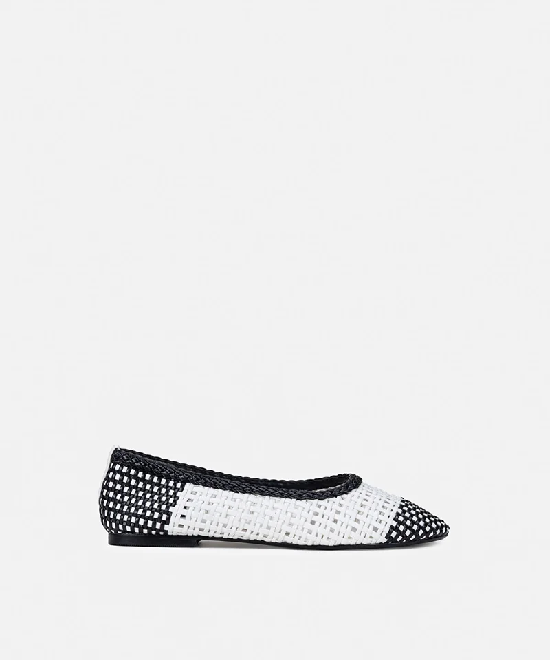 Ipekyol Woven Color-Block Ballet Flats