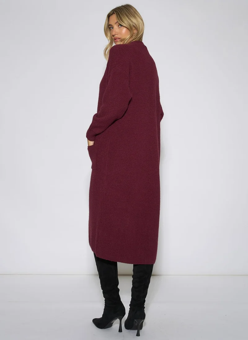 Gini London  Mulberry Edge To Edge Longline Knit Cardigan for Women | Best Price UAE