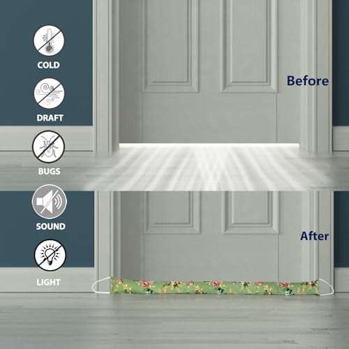 CERAYOU 2 Pack 36 Inch 2.8 Inch Wide Slim Under Door Blocker Door Draft Stopper, Bottom Blocker Weighted Gap Filler Saving Energy Sound Air Noise Light Stopper Canvas Cotton Cartoon Print 2.2Lb - Image 3
