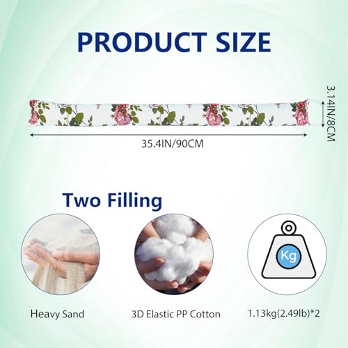 CERAYOU 2 Pack 36 Inch 2.8 Inch Wide Slim Under Door Blocker Door Draft Stopper, Bottom Blocker Weighted Gap Filler Saving Energy Sound Air Noise Light Stopper Canvas Cotton Cartoon Print 2.2Lb - Image 2