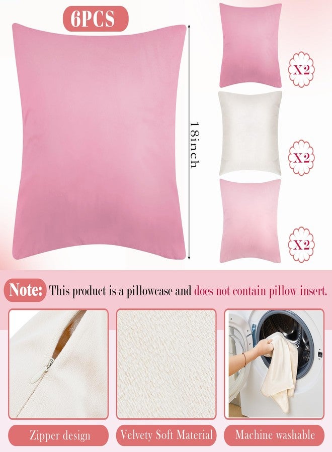 Berlune أغطية وسائد مخملية من Berlune، 6 قطع، مقاس 18 × 18 بوصة، أكياس وسائد ناعمة للنزهات وحفلات الكوكتيل وديكور غرفة النوم وغرفة المعيشة، بدون حشوات (سلسلة وردية) - Image 2