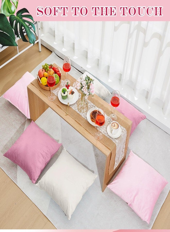 Berlune أغطية وسائد مخملية من Berlune، 6 قطع، مقاس 18 × 18 بوصة، أكياس وسائد ناعمة للنزهات وحفلات الكوكتيل وديكور غرفة النوم وغرفة المعيشة، بدون حشوات (سلسلة وردية) - Image 3