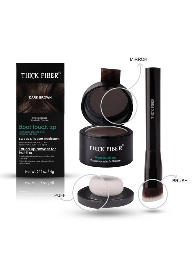 THICK FIBER Root Touch Up Powder,Root Cover Up Hairline Powder For Thin Hair-Water&Sweat Resistant Hair Loss Concealer Set With Hair Powder For Thinning Hair Women,Includes Brush(Dark Brown)4 Grams - Image 2