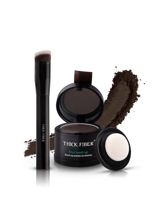 THICK FIBER Root Touch Up Powder,Root Cover Up Hairline Powder For Thin Hair-Water&Sweat Resistant Hair Loss Concealer Set With Hair Powder For Thinning Hair Women,Includes Brush(Dark Brown)4 Grams - Image 1