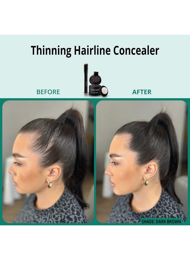 THICK FIBER Root Touch Up Powder,Root Cover Up Hairline Powder For Thin Hair-Water&Sweat Resistant Hair Loss Concealer Set With Hair Powder For Thinning Hair Women,Includes Brush(Dark Brown)4 Grams - Image 4