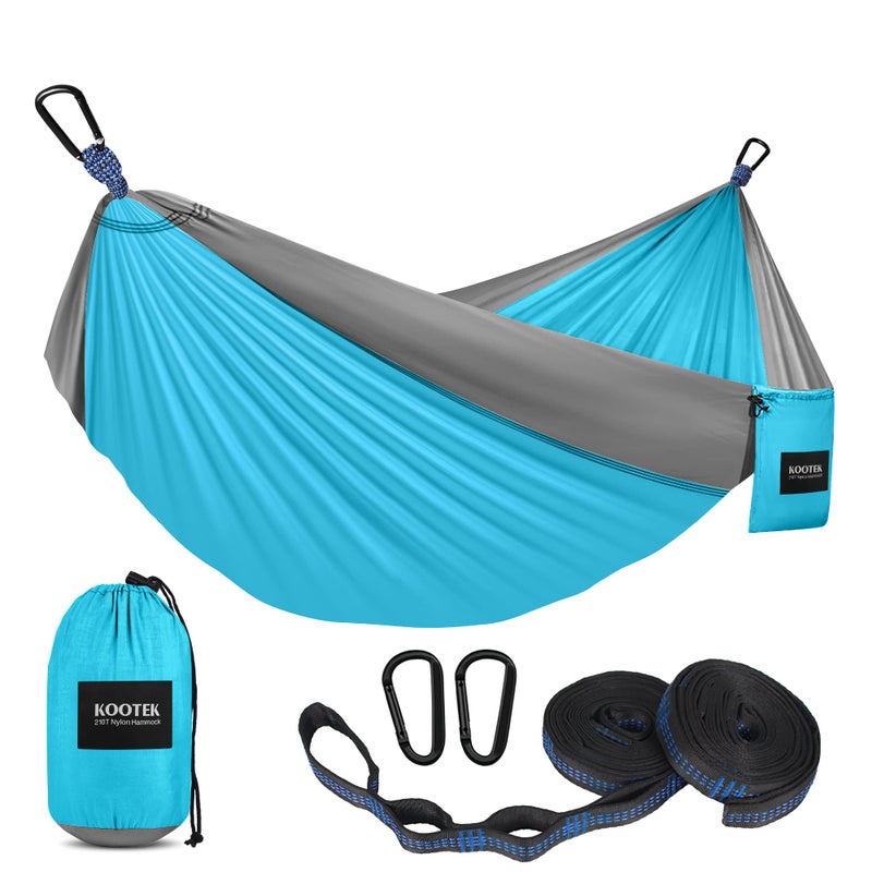 Kootek Kootek Camping Hammock 400 lbs Capacity, Camping Essentials, Lightweight Portable Single Hammock with Tree Straps, Camping Gear for Outside Hiking Camping Beach Backpack Travel  - Image 1
