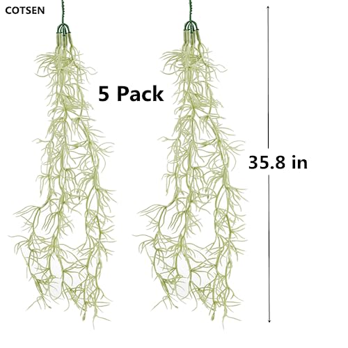 COTSEN 5 Pack Spanish Moss Faux Greenery Moss Fake Vines Moss Hanging Plants for Potted Plants Artificial Hanging Moss Garland Used for Family Indoor and Outdoor Gardens Decoration - Image 3