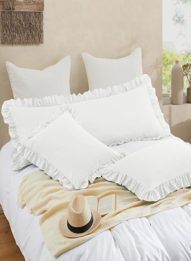 Cobedzy Ruffled Pillow Cases Set of 1, White Body Pillow Shams Brushed Microfiber Edge Ruffled Soft Pillow Cover with Envelope Closure for Bedding Decor (20"x54") - Image 4