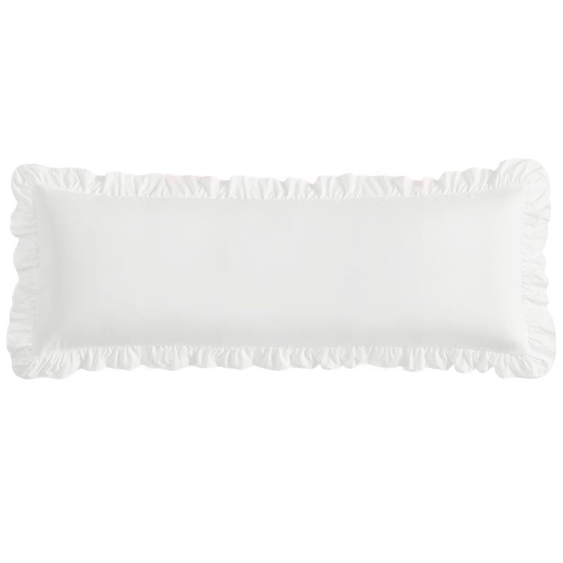 Cobedzy Ruffled Pillow Cases Set of 1, White Body Pillow Shams Brushed Microfiber Edge Ruffled Soft Pillow Cover with Envelope Closure for Bedding Decor (20"x54") - Image 1