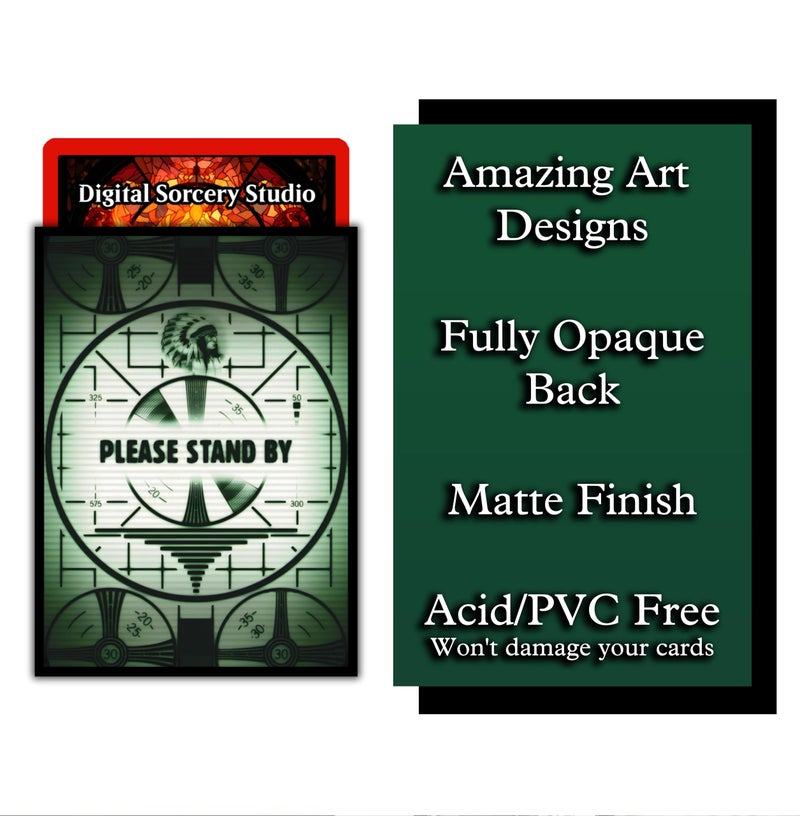 Digital Sorcery Studio Please Stand by Card Sleeves - 100 Pack for MTG, Magic The Gathering, TCG Decks & More, Standard Size Card Sleeves for Trading Card Protection - Ideal for MTG Commander & Fallout Decks - Image 3