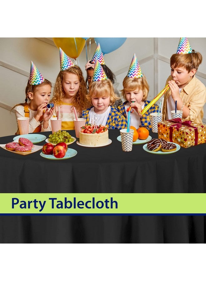 Party Dimensions مفرش طاولة بلاستيكي أسود قابل للتصرف للطاولات المستديرة (12 عبوة) 84 بوصة مفرش طاولة للحفلات، الفعاليات والزفاف، داخلي وخارجي، غطاء طاولة بلاستيكي - Image 4