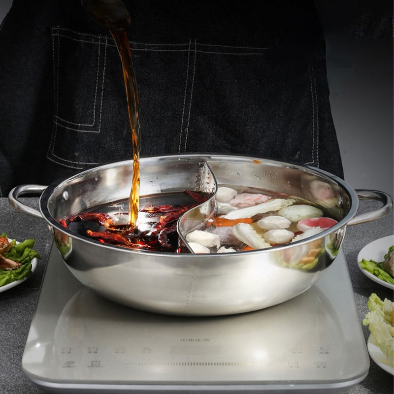 Stainless Steel Shabu Hot Pot Divider Home Hot Pot with Cover for Induction Cooktop - Image 2